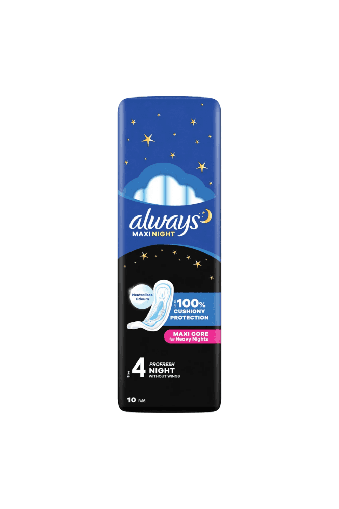 Always  Maxi Profresh Night Sanitary Towels Without Wings 10 Pads
