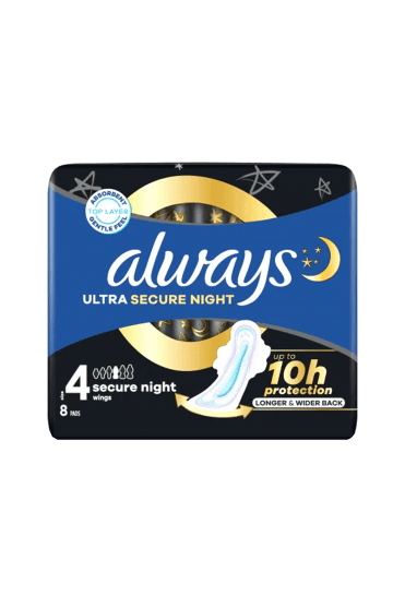 Always Ultra Sanitary Towels Secure Night S4 Wings 8