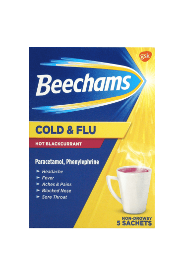 Beechams Beechams Cold and Flu Hot Blackcurrant - 5 Sachets