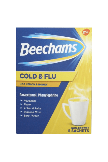 Beechams Cold and Flu Hot Lemon & Honey - 5 Sachets