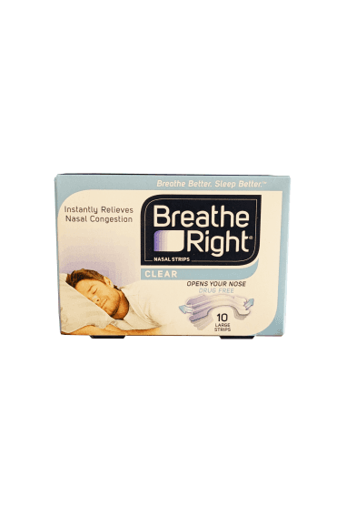 Breathe Right Nasal Clear Strips Sensitive Skin - 10 Large Strips