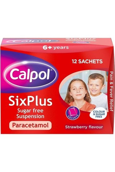 Calpol Six Plus 250mg/5ml oral suspension 5ml sachets S/F 12 Sachets