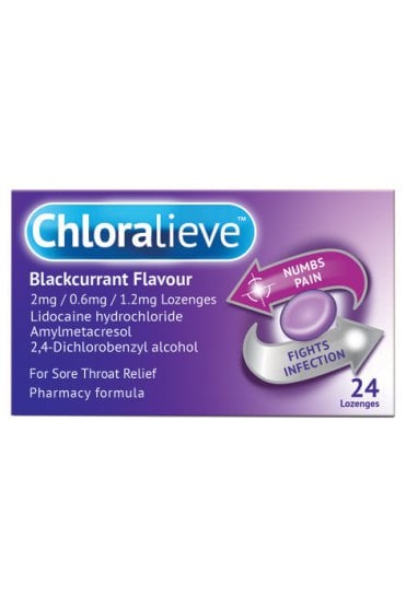 Chloralieve Blackcurrant Flavour Lozenges - 24 Lozenges