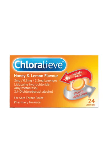 Chloralieve Honey & Lemon Flavour Lozenges - 24 Lozenges
