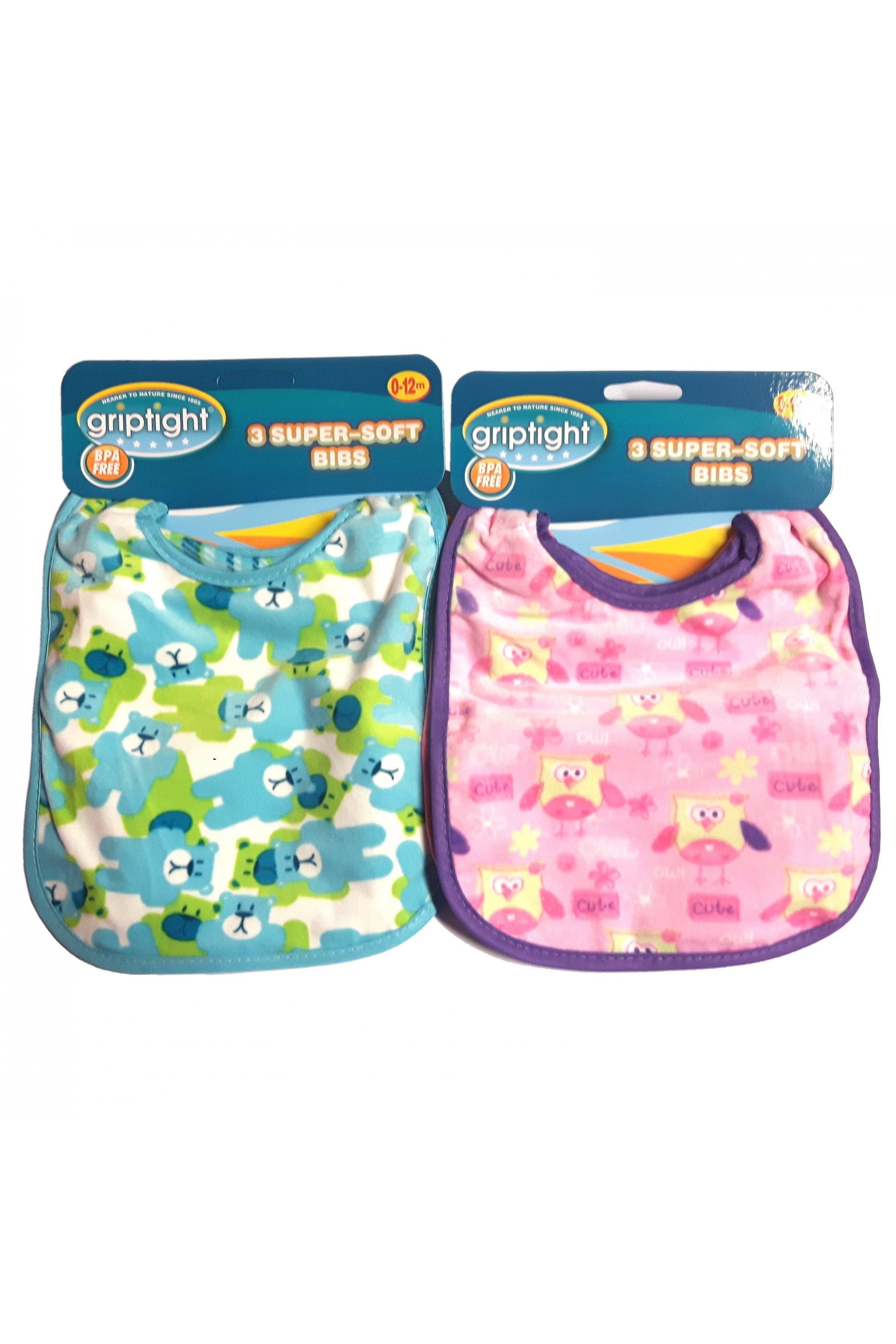 Grip Tight Printed bibs (3 pack)