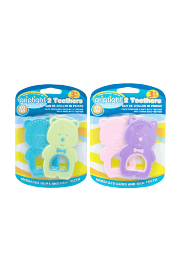 Griptight 2pk Bear Teethers (Colours may vary)