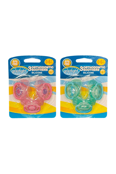 Griptight 3 Orthodontic Soothers 0-6m+ (Colours may vary)