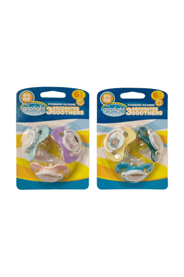 Griptight Decorated Standard Soothers 6m+ (Colours may vary)