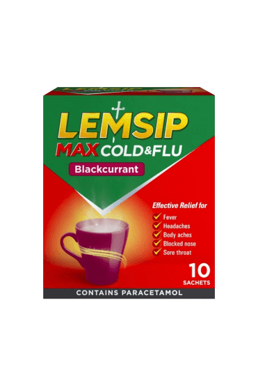 Lemsip Max Cold & Flu Blackcurrant 10 Sachets