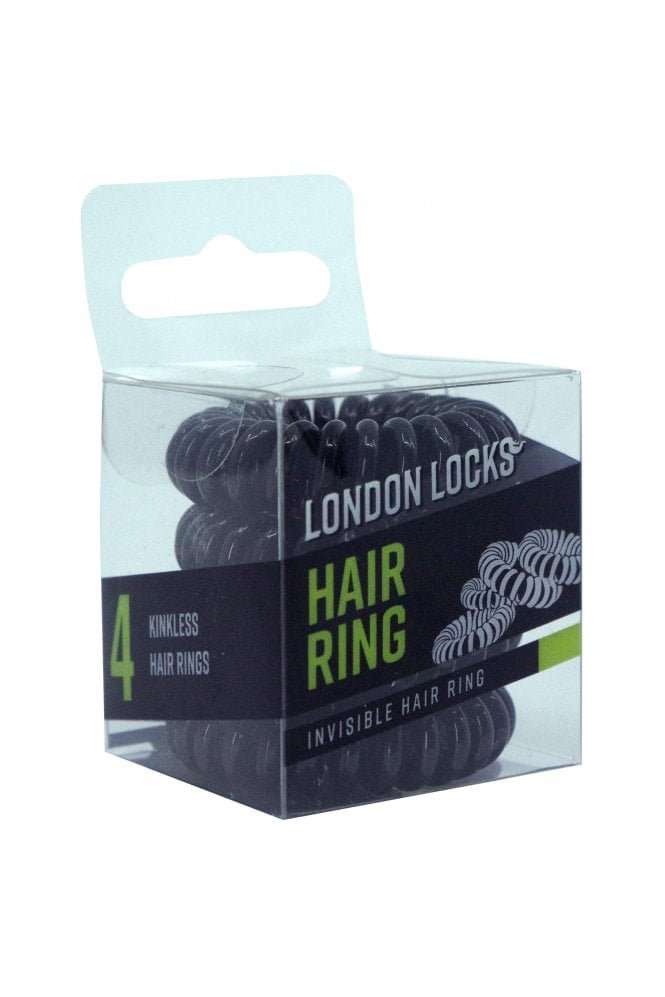 London Locks  Invisible Hair Ring Black 4 Pack