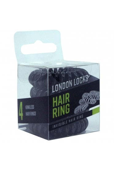 London Locks Invisible Hair Ring Black 4 Pack