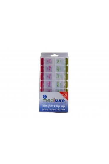 Medisure 7 Day am pm Flip Up Push Button Pill Box