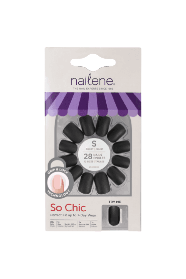 Nailene - Black Matt - Short Squoval (28 pcs)