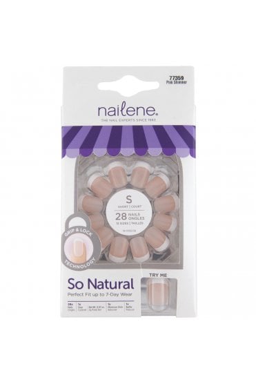 Nailene - False Nails - Pink Shimmer - Short Squoval (28 pcs)