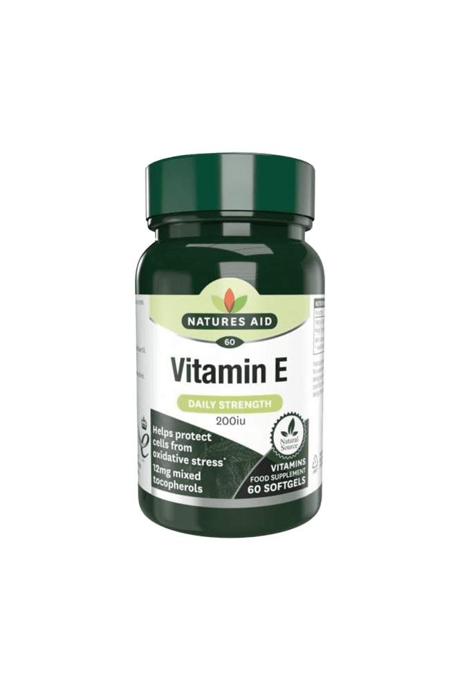 Natures Aid  Vitamin E 200iu Natural Form 60 Capsules