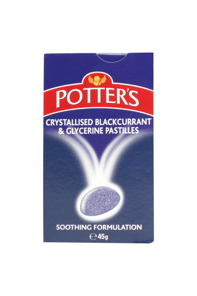 Potters  Crystallised Blackcurrant & Glycerine Pastilles 45g