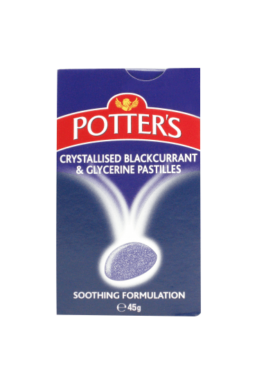 Potters Crystallised Blackcurrant & Glycerine Pastilles 45g