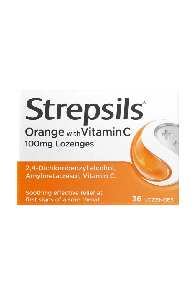 Strepsils  Orange With Vitamin C Lozenges 36 Lozenges