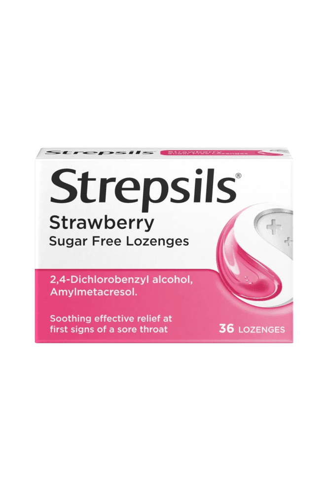 Strepsils  Strawberry Sugar Free Lozenges - 36 Lozenges