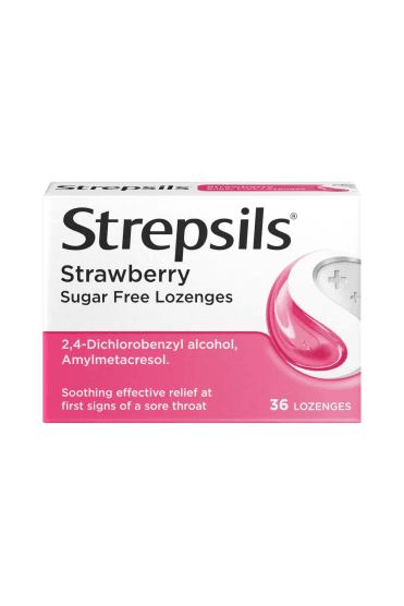Strepsils Strawberry Sugar Free Lozenges - 36 Lozenges