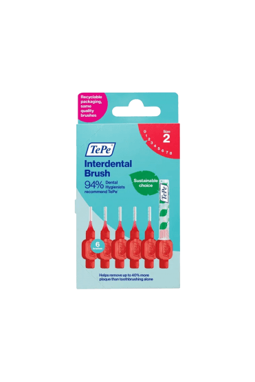 Tepe Interdental Brushes Red (Size 2 0.5mm) 6 Pack