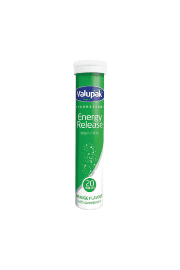 Valupak Vitamin B + C Energy Release Effervescent Tablets 20's