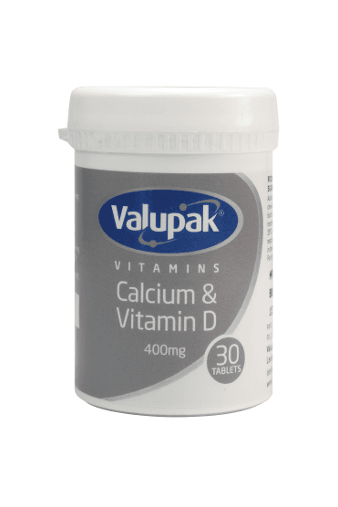 Valupak Vitamins Supplements Calcium & Vitamin D 400mg 30 Tablets