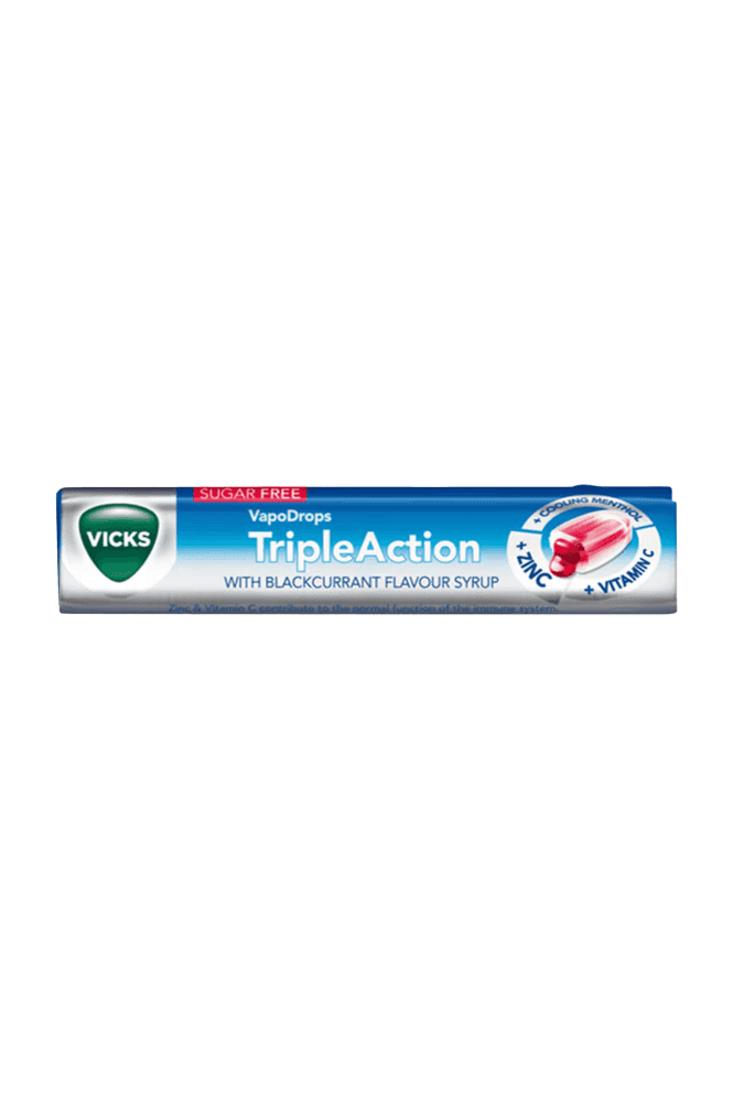Vicks  Triple Action Throat Sweets Blackcurrant
