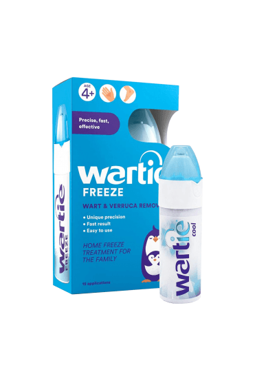 Wartie Freeze Wart and Verruca Remover, Safe For Adults and Children Aged 4+, Fast Acting Wart and Verruca Treatment For Hands and Feet, Contains 15 Applications, White, 50ml (Pack of 1)