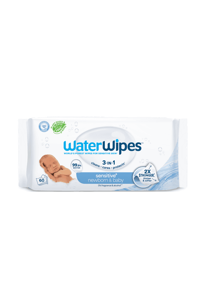 Water Wipes Sensitive+ Newborn & Baby Wipes Plastic Free 60 Wipes